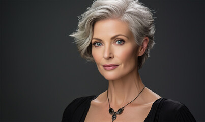 portrait of a beautiful 55 year old woman