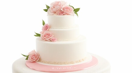 wedding cake on white background, sweet cake on white, delicious wedding cake, designed cake