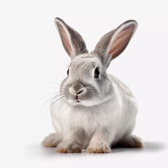 Adorable Petite Bunny White grey : A Charming Rabbit Isolated on White Background AI