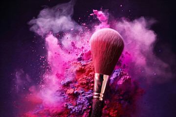 makeup brush with splashing powder