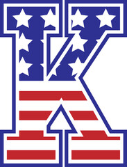 American Flag Letter Alphabet & Numbers Vector Clipart Set College Varsity Sports American Eagle


