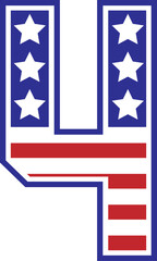 Obraz premium American Flag Letter Alphabet & Numbers Vector Clipart Set College Varsity Sports American Eagle