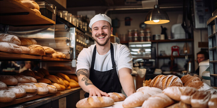 Smiling Man Working In Bakery