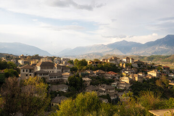 Fototapeta na wymiar Gjirokastra, Albania. Old town center