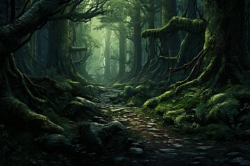 Spiritual Forest druid. Fantasy monk nature. Fictional person. Generate Ai - obrazy, fototapety, plakaty
