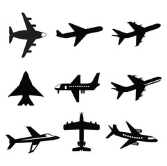 Icon Aircrafts, Vector isolated plane icons set