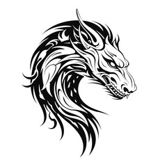 Black and white dragon tattoo isolated vector illustration