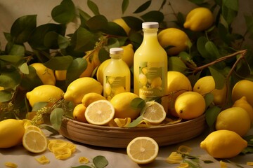 Refreshing lemon ingredient set. Generative AI