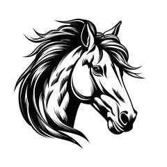 horse monochrome vector isolated on white background, logo, mascot, emblem
