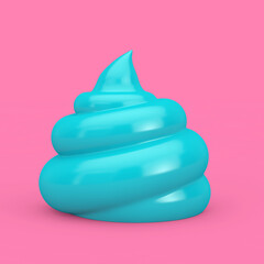 Blue Piece of Shit Cartoon Poop Icon in Duotone Style. 3d Rendering