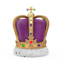 The Royal Coronation Golden Crown with Diamonds. 3d Rendering