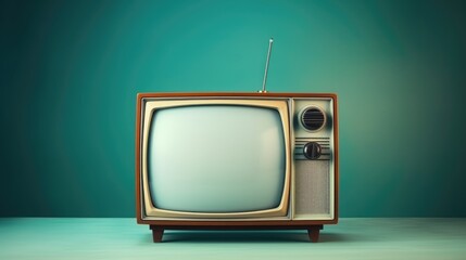 Old tv set with screen on isolated background