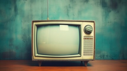 Old tv set with screen on isolated background