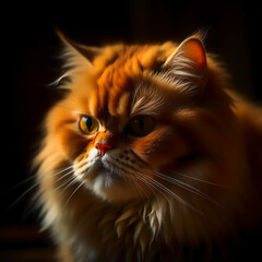 A red fluffy cat.