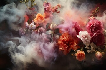 Obraz na płótnie Canvas Mystical Realistic flower in smoke. Wild nature. Generate Ai