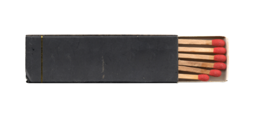 vintage old retro frayed matchbox with matches on transparent png background