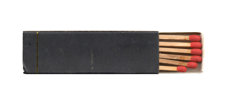 vintage old retro frayed matchbox with matches on transparent png background