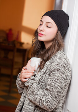 Smiling happy attractive brunette woman.