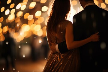A Romantic New Year's Eve Dance Captured in Soft Focus, Highlighting the Intertwined Hands of a Loving Couple