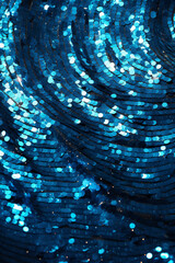 digital illustration of shiny glitter sequins, fabric texture backround, blue sequins - obrazy, fototapety, plakaty