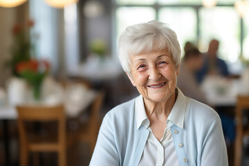 Fototapeta na wymiar senior woman smiling in nursing home