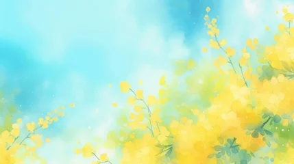 Foto op Canvas Refreshing background like mimosa and blue sky, Spring Summer Watercolor style illustration material abstract, Generative AI © Capture Dreams