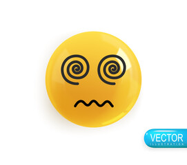Emoji face. Realistic 3d design. Emoticon yellow glossy color. Icon in plastic cartoon style