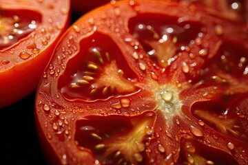 Tomato, the intricate textures of a freshly picked tomato captured with a high-resolution macro lens, revealing the stunning patterns and vibrant colors 