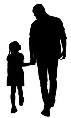 Silhouette of a father and daughter vector