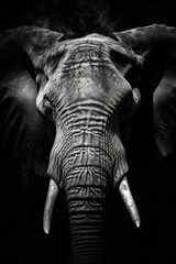 High resolution HD photo of Elephant, black background, detailed, generative AI	