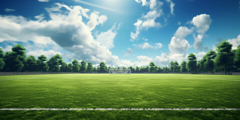 広大なサッカー場の美しい芝生の緑