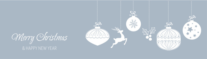 Christmas bauble decoration with snowflakes stars and gift vector illustration, ice blue elements - 669471266