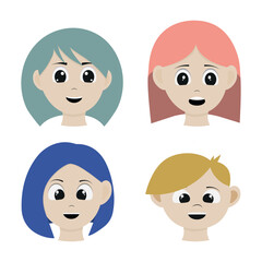 Children with different hair color and different emotions