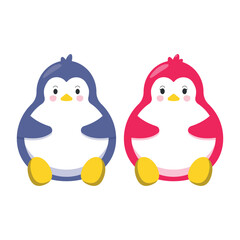 Cute cartoon penguin on a white background