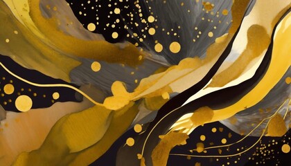 Elegant dark and gold abstract ink background
