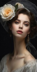 Fototapeta premium portrait of a woman with flowers