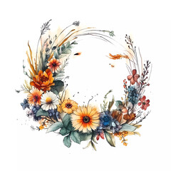 Exquisite Watercolor Wreath Collection: Colorful Flowers for Special Occasions