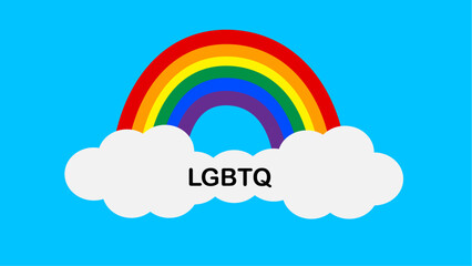 LGBTQ rainbow and clouds, in vector
