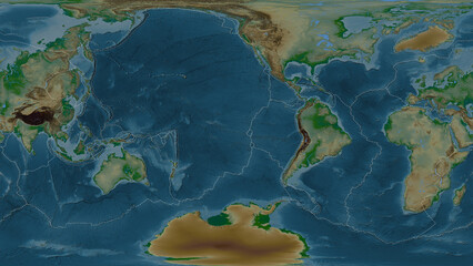 Easter plate - global map. Patterson Cylindrical. Physical