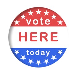 a red white blue banner with stars indicates vote here today