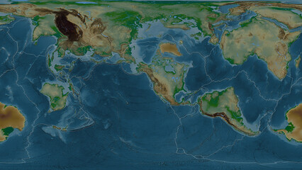 Fototapeta na wymiar Juan de Fuca plate - global map. Patterson Cylindrical. Physical