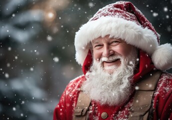 Portrait of an old man dressed as Santa claus