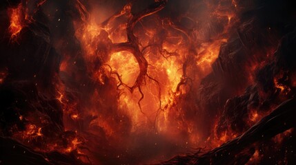 Hell concept, a place regarded in various religions as spiritual realm of evil and suffering, often traditionally depicted as a place of perpetual fire beneath the earth where the wicked