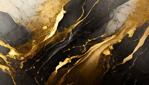 Elegant dark and gold abstract ink background © CreativeStock