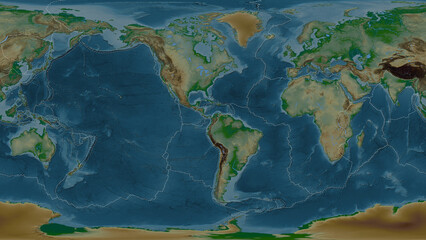 North Andes plate - global map. Patterson Cylindrical. Physical
