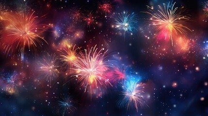 Fototapeta premium Concept of huge fireworks, a device containing gunpowder and other combustible chemicals that causes a spectacular explosion when ignited, used typically for display or in a celebrations