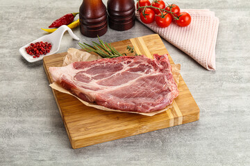Raw pork neck steak uncoocked