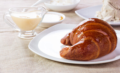 Croissant with morning breakfast