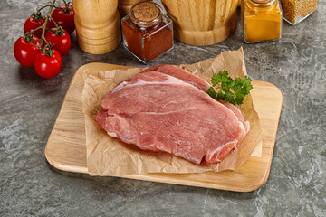 Raw pork schnitzel for cooking