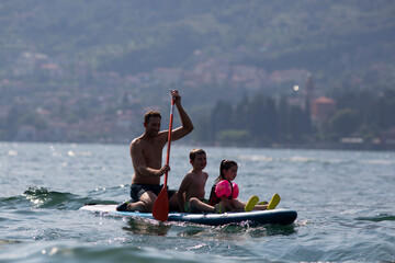 Amazing summer time in lake como italy, happiness and joy having family time